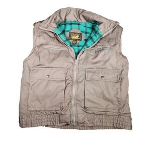 Vintage 90s Branded Lion Flannel Lined Utility Vest Tan Beige Men's XL Gorpcore